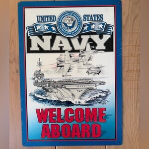 Vintage United States Navy Welcome Aboard Sign